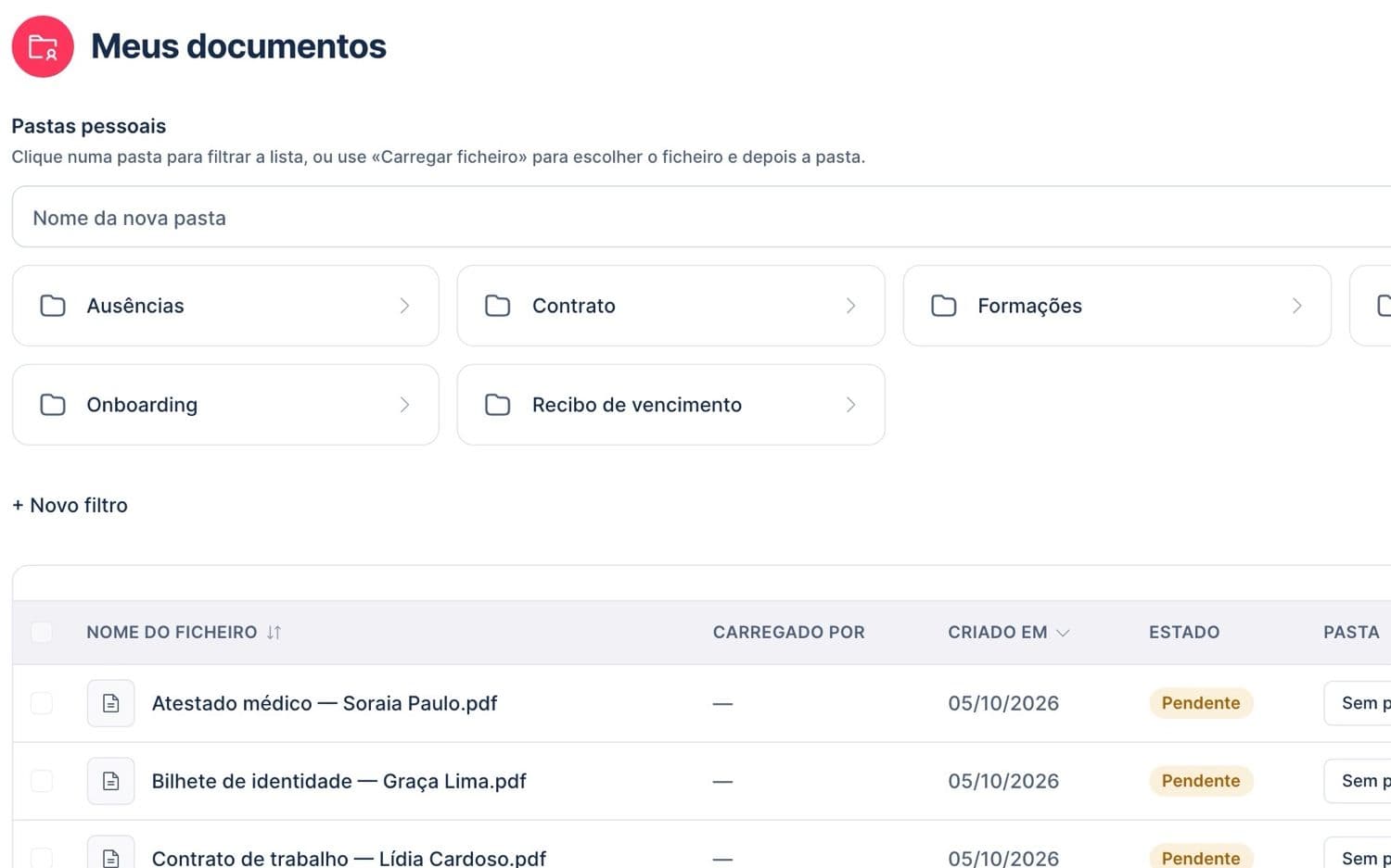 Ecrã do Prisma: Centralize documentos num só lugar